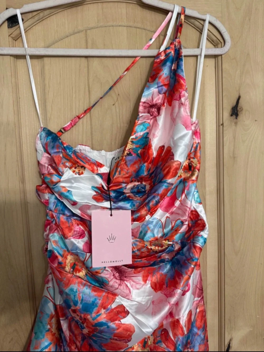 Hello Molly Coral & Blue One-Shoulder Floral Maxi Dress - Picture 4 of 4